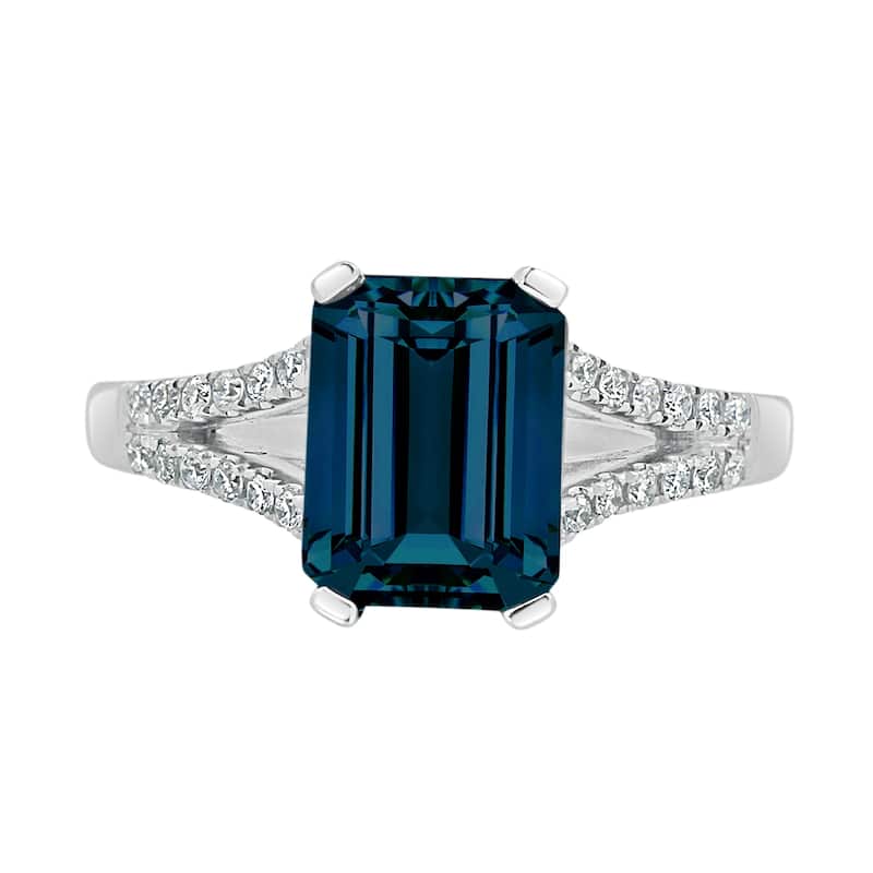 Auriya 2 1/8ct Fancy Emerald-cut London Blue Topaz and Diamond Engagement Ring 1/4ctw 14k Gold