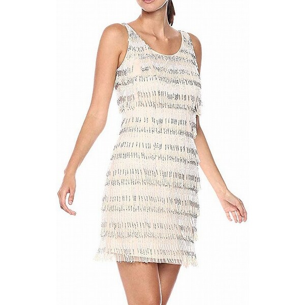 adrianna papell beaded fringe short dress