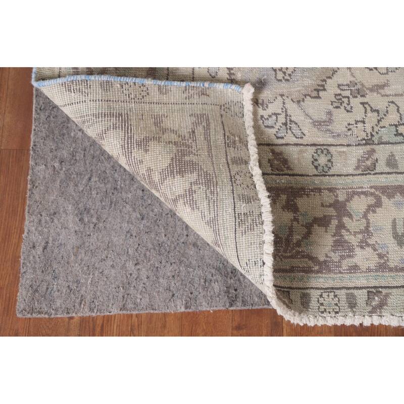 Hand Knotted Oriental 100% Wool Carpet Traditional Floral Beige & Ivories Tabriz Area Rug - 9' 2'' X 6' 9''