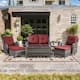 Option Grey Wicker Red Cushion