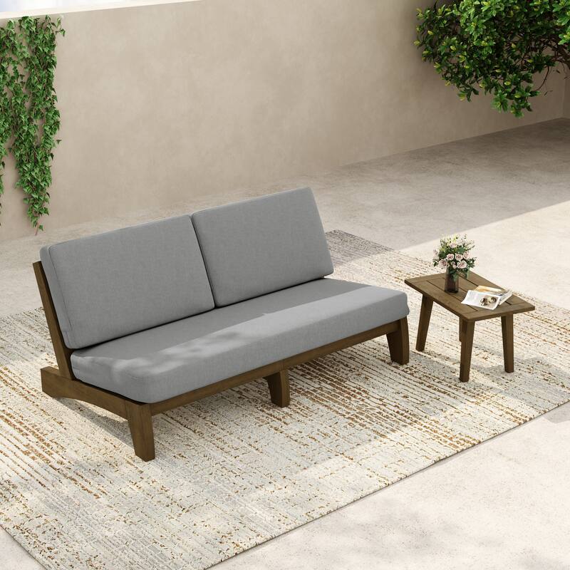 3-Seat Outdoor Sofa Set with Solid Wood Coffee Table, Weather-Resistant Cushions