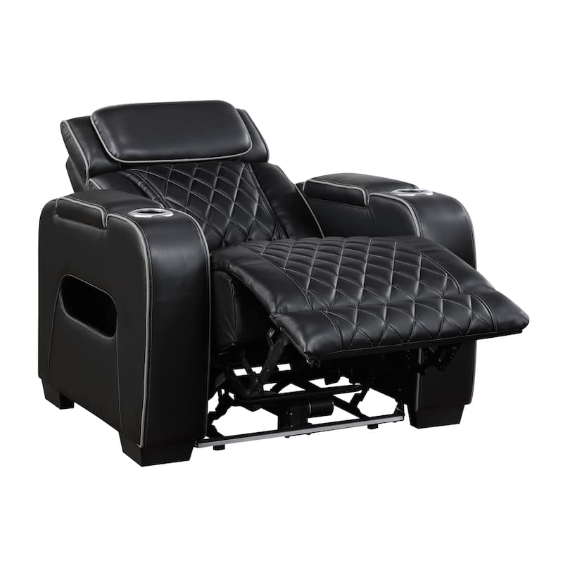 Ezra 37.5" Faux Leather Power Recliner - Power Heatrest, Cup Holders