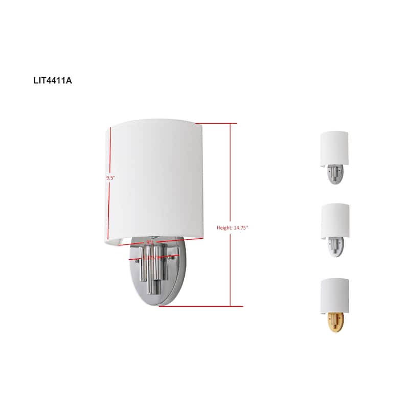 SAFAVIEH Lighting Stephaine Chrome Wall Sconce (Set of 2) - 9"x4.75"x14.75" - 9Wx5Dx15H