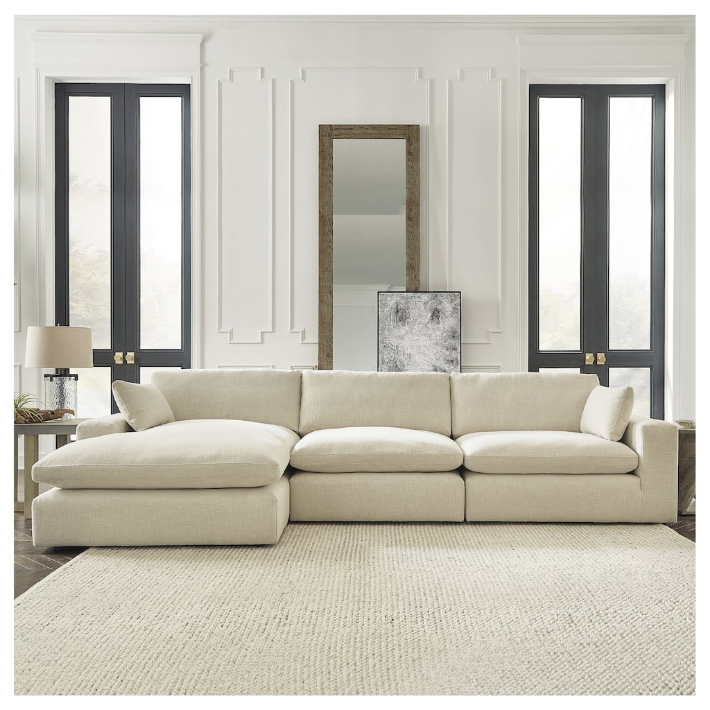 Signature Design by Ashley Elyza Beige 3-Piece Sectional with Chaise - 144" W x 68" D x 36" H