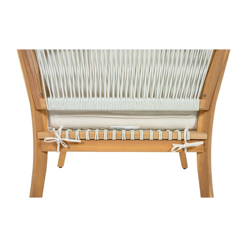 Christopher Knight Home - Modern Outdoor Acacia Wood Patio Lounge Chair with Woven Rope Accents and Weather-Resistant Cushions