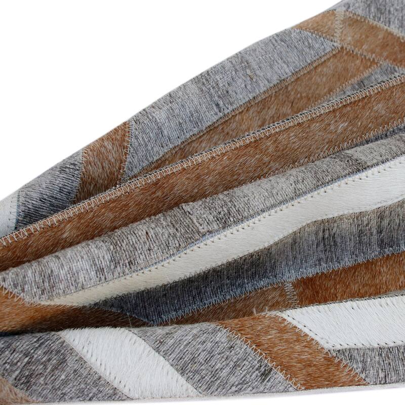 Handwoven Striped Faux Hide Square Throw Pillow - 20" - Gray and Brown