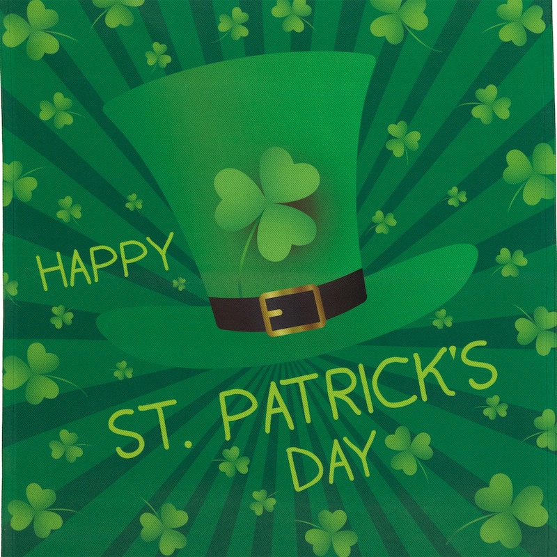 Leprechaun Hat "Happy St. Patrick's Day" Shamrocks Outdoor Garden Flag 18" x 12.5"