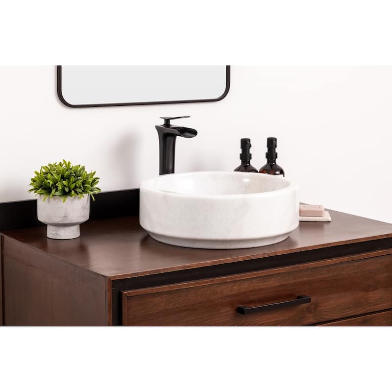 Natural Stone Vessel Bathroom Sink - Avalon Marble - Blanc