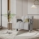 preview thumbnail 17 of 26, Roomfitters Modern Minimalist Leisure Armchair with L-Shaped Armrests and Polyester Upholstery