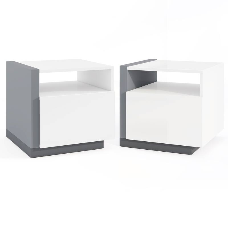 Gymax Nightstands Set of 2 Modern Minimalist Bed Side Table w/ Open