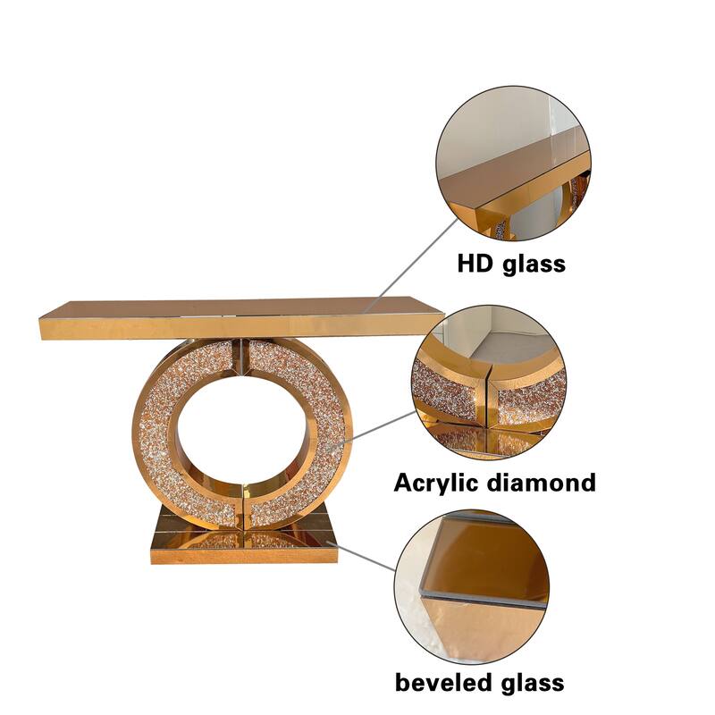 O-Shaped Handicrafts Mirror Console Table for Living Room