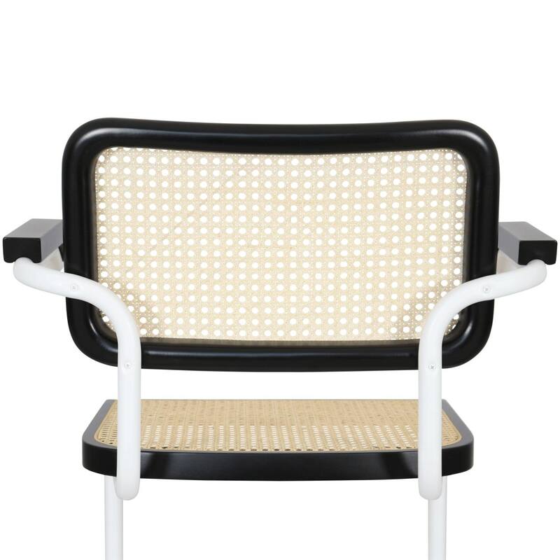Breuer Chair Company Marcel Breuer Cesca Cane Cantilever Armchair Arm Chair w/ White Steel Frame (Various Wood & Cane Colors)