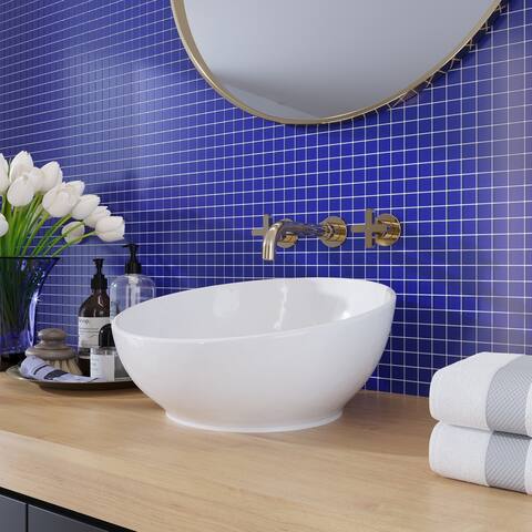 Apollo Tile 10 Pack 11.8-in x 11.8-in Royal Blue Matte Finish Glass Mosaic Wall and Floor Tile (9.67 Sq ft/case)