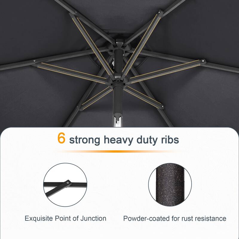 LIVOOSUN 6x9Ft LED Patio Umbrella Weather Resistant Table Umbrella
