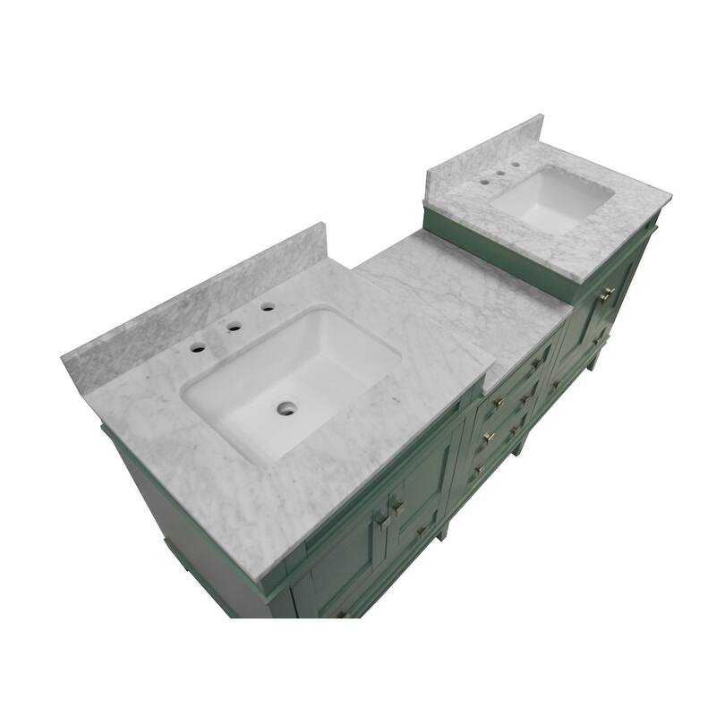 KitchenBathCollection Eleanor 72" Double Bathroom Vanity with Carrara Marble Top