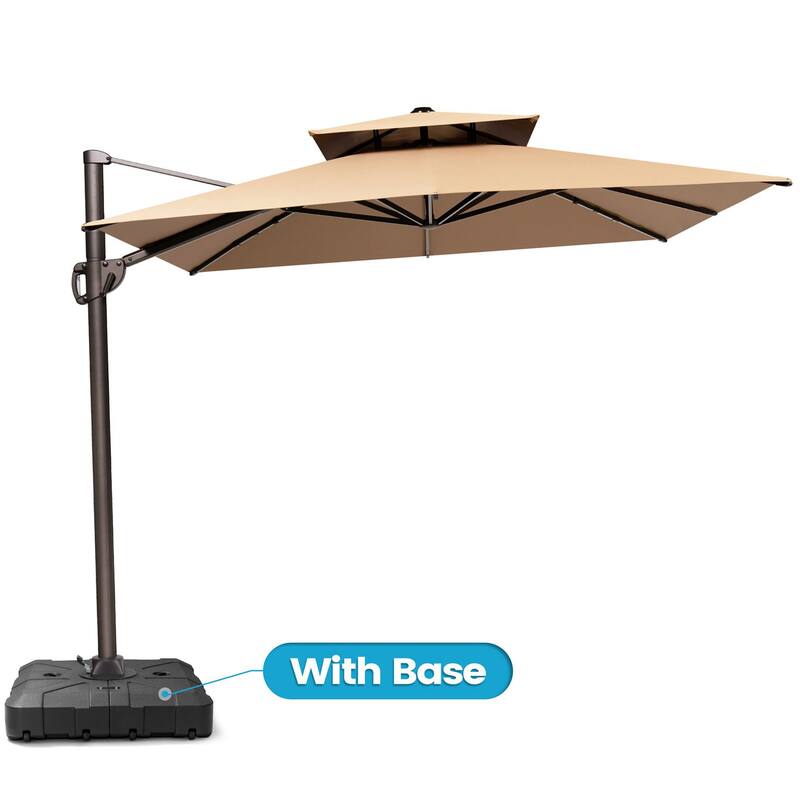 Outdoor 9 x 11 ft Double Top Patio Cantilever Umbrella with Base