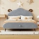 preview thumbnail 32 of 51, Twin Size Upholstered Platform Bed Animal Theme Design Bed Frame with Sheep-Shaped Headboard and Footboard, No Box Spring Needed