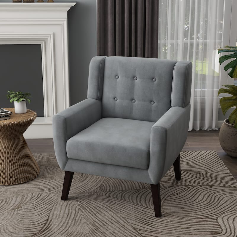 Velvet Upholstered Armchair Tufted Accent Chair