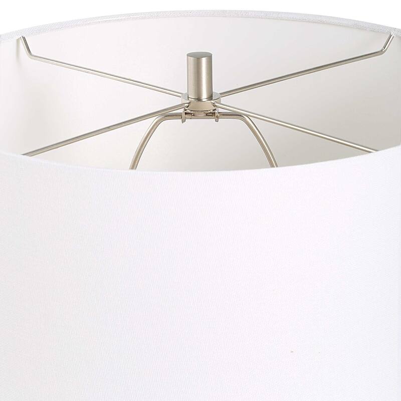 Table Lamp, Off White Linen Shade, Weathered Black Urn Body, 24 Inch