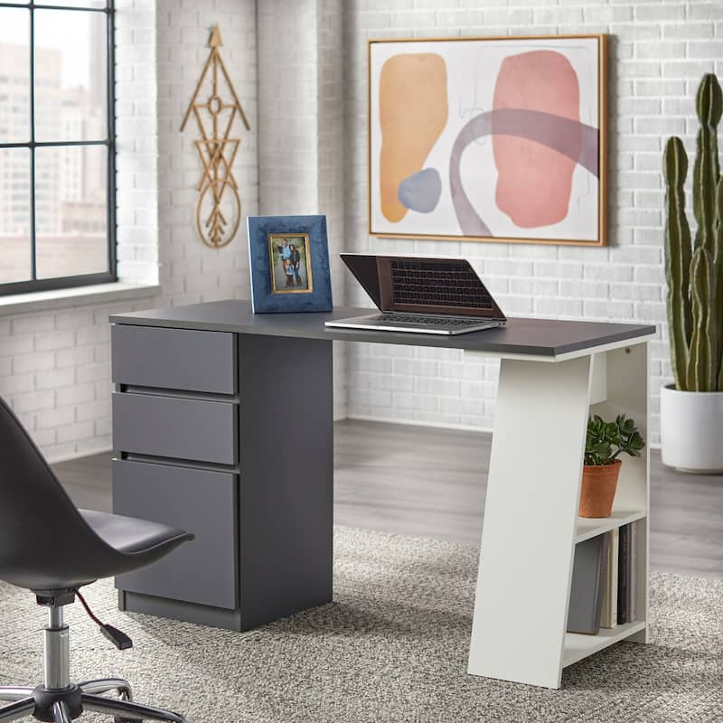 Simple Living Como Modern Writing Desk - Grey/White
