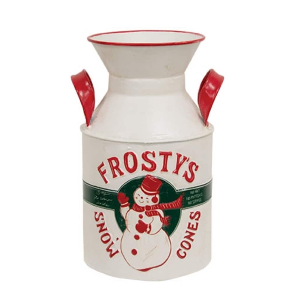 Distressed Metal Milk Can Frostys Snow Cones Christmas Decor