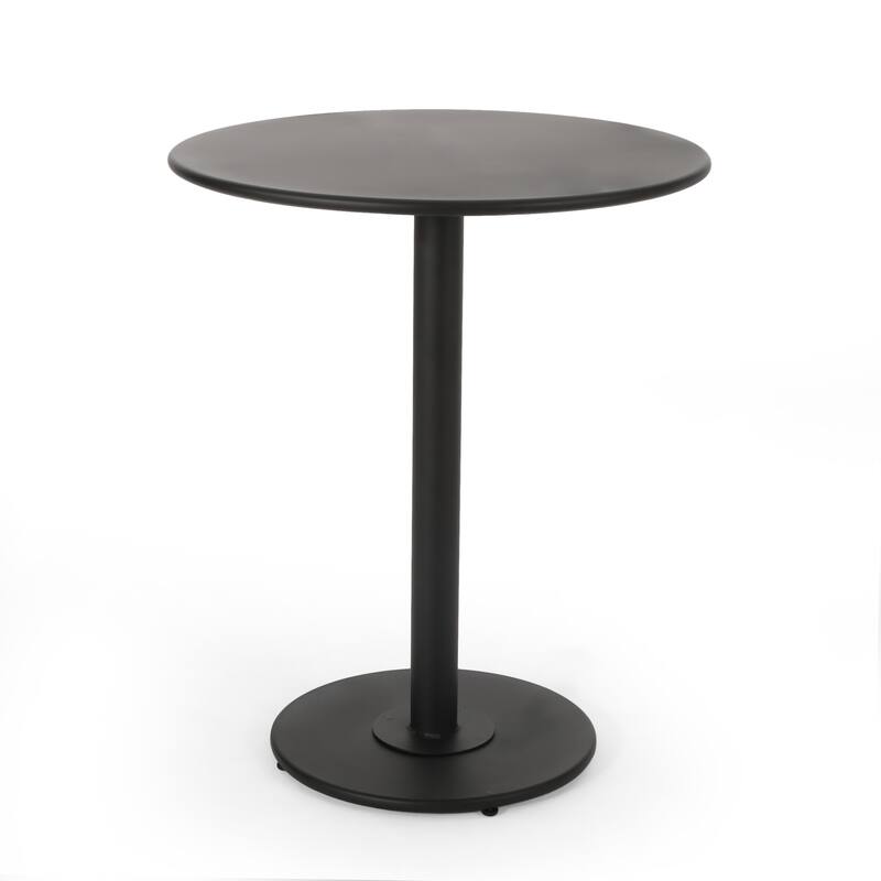 Sleek 3-Piece Outdoor Bistro Set with Powder-Coated Metal Frame, Matte Finish Table & Open Slat Chairs for Patio or Garden