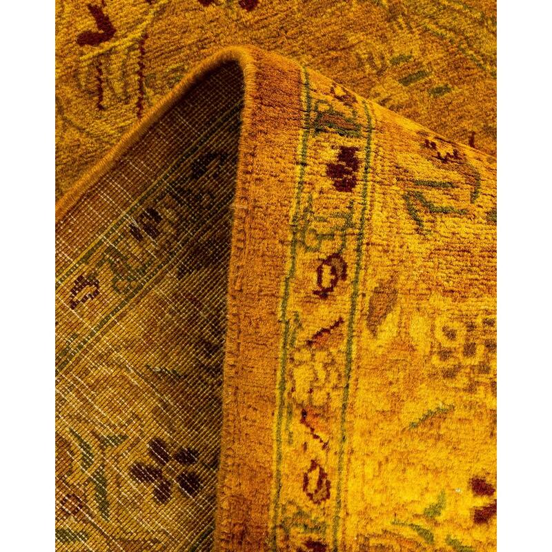 Overton Hand Knotted Wool Vintage Inspired Modern Contemporary Overdyed Yellow Area Rug - 2' 6" x 15' 5"