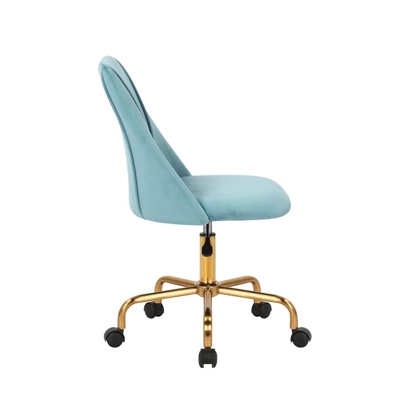 Porthos Home Caia Armless Office Chair, Velvet, Gold Metal Legs