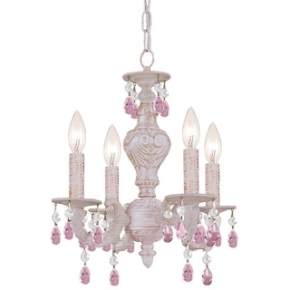 Paris Market 4 Light Rose Crystal White Mini Chandelier - 13.5'' W x 15'' H