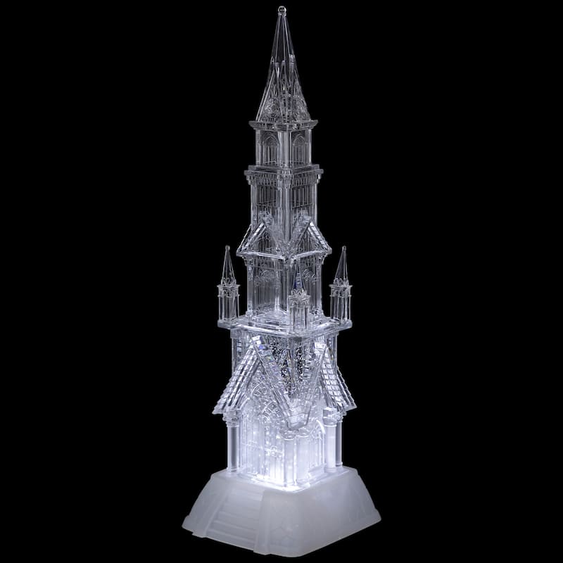 LED Lighted Castle Acrylic Christmas Decoration - 17.5"