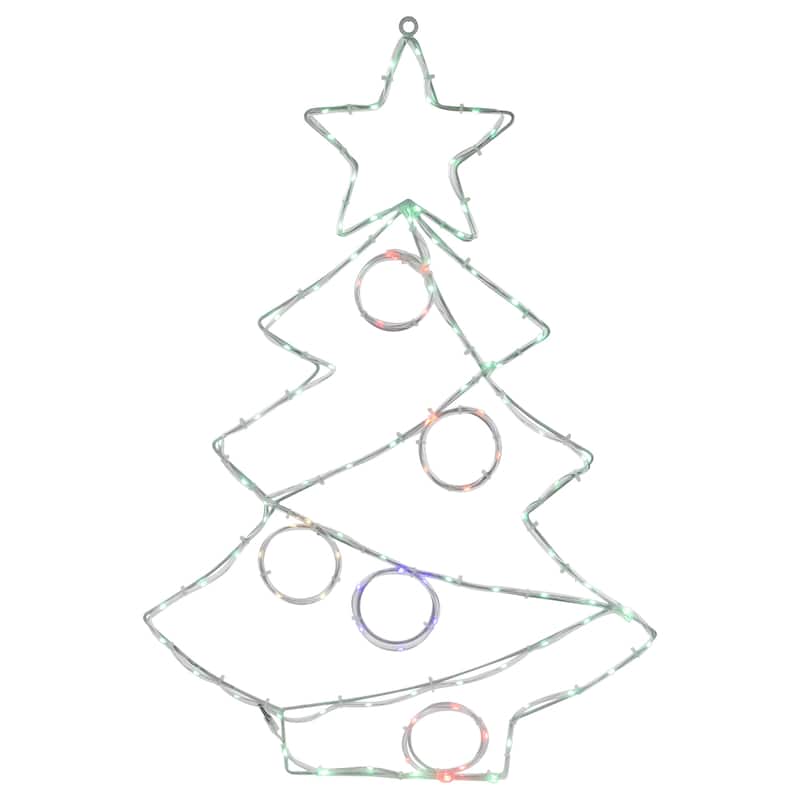 28" Lighted Christmas Tree Ornaments Window Silhouette Christmas Decor