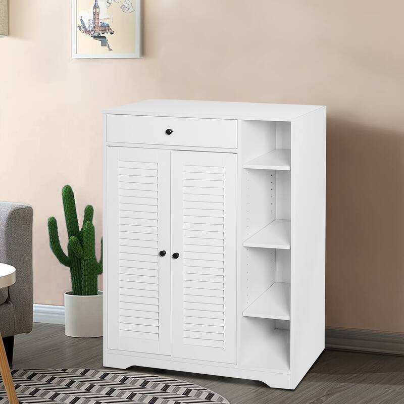 Modern Multifunctional Wooden Shoe Storage Cabinet - White - White - 1-drawer