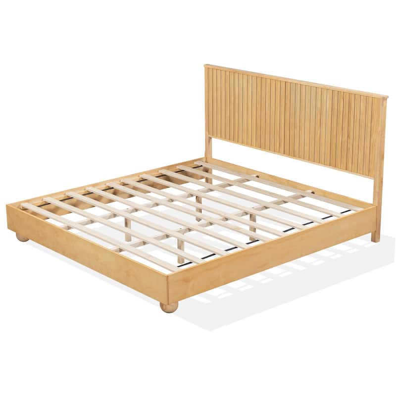 Christopher Knight Home - Anna Natural Wood Bed Frame With Reeded Headboard