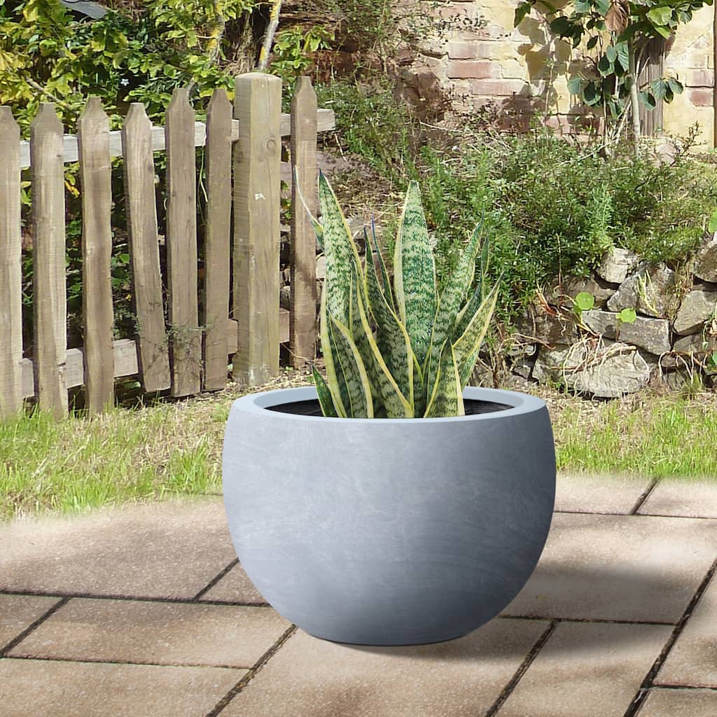 Durx-litecrete Lightweight Concrete Bowl Cement Color Planter-Medium - 15.7'x15.7'x10.2'