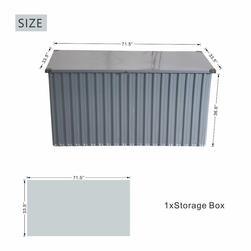 Modern 312 Gallon Weather-resistant Iron Storage Box with Gas lift Cylinder