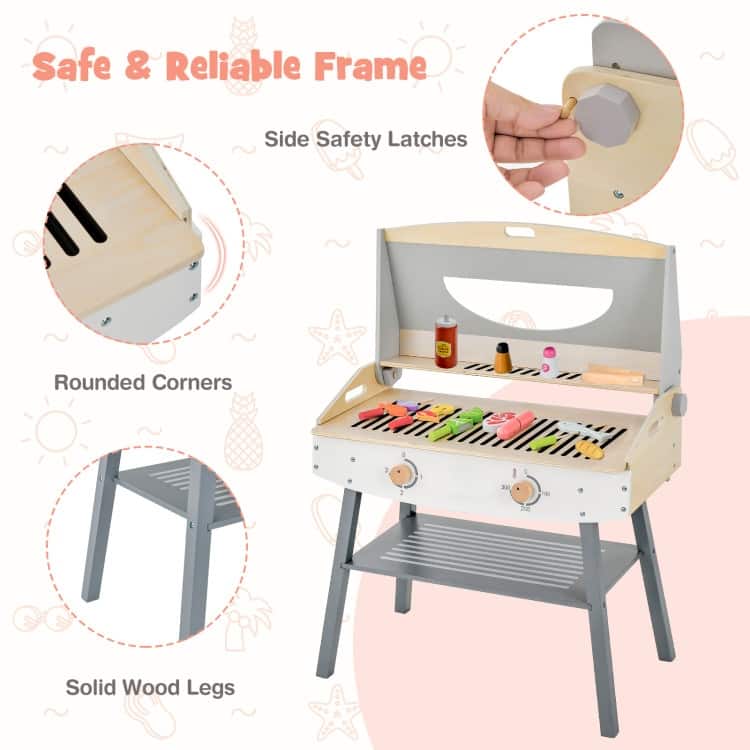 Kids Barbecue Grill Playset for Girls and Boys Aged 3+ - 25.5" x 14.5" x 32.5"