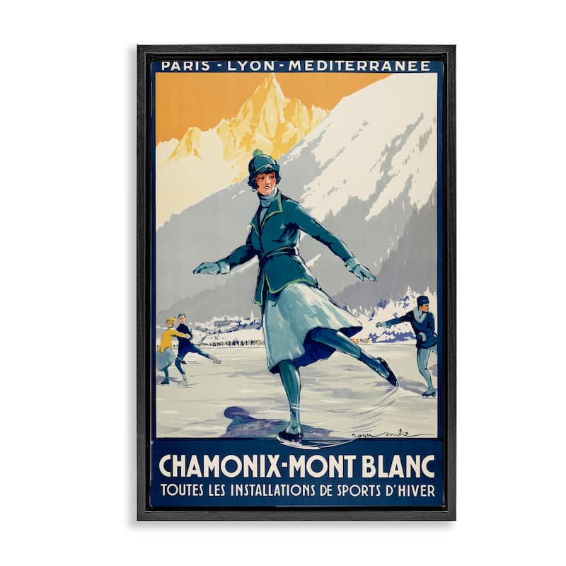 Stupell Vintage Ice Skating Advertisement Framed Floater Canvas Wall Art Design By Marcus Jules - 17 x 25 - Black