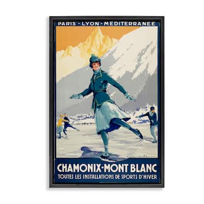 Stupell Vintage Ice Skating Advertisement Framed Floater Canvas Wall Art Design By Marcus Jules