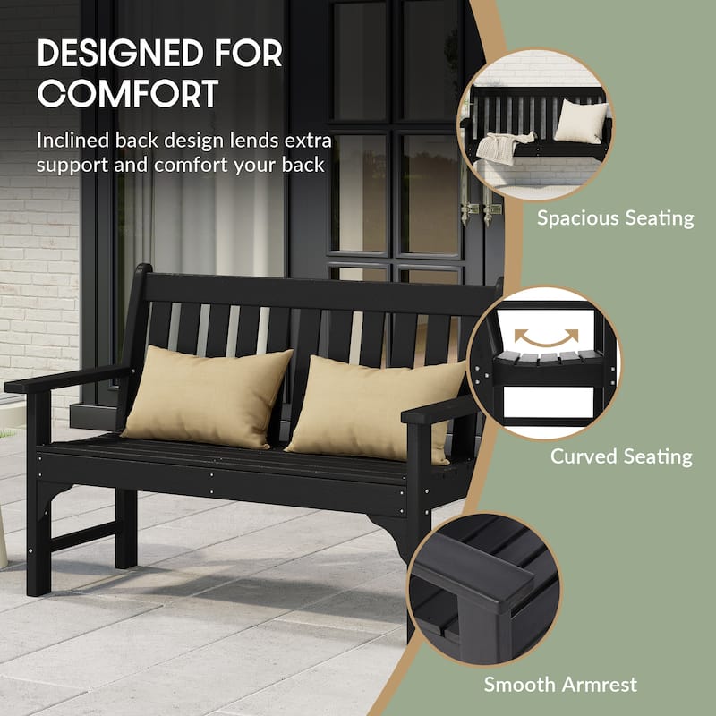 Polytrends Laguna 3-Piece Outdoor Patio Bench Set With Coffee Table