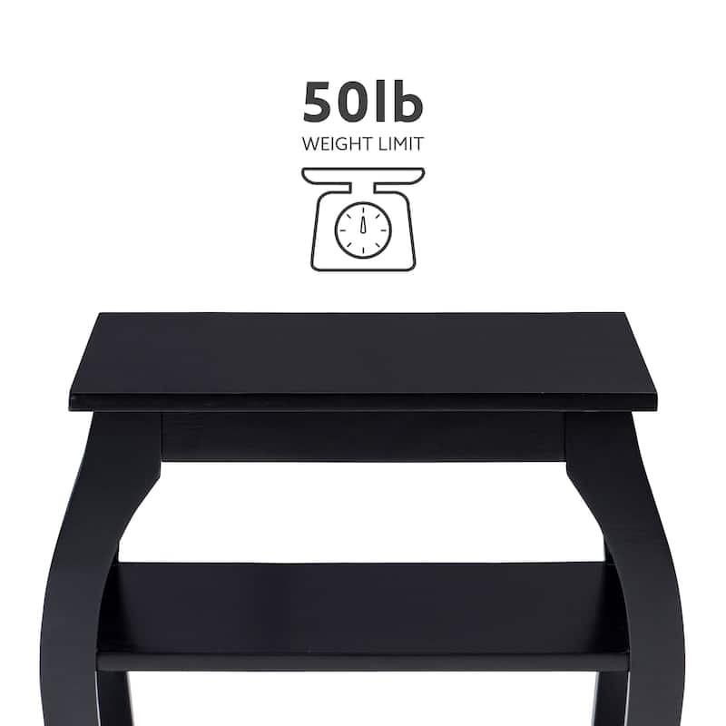 Ingrid Wood Farmhouse Side Table with 2 Shelves