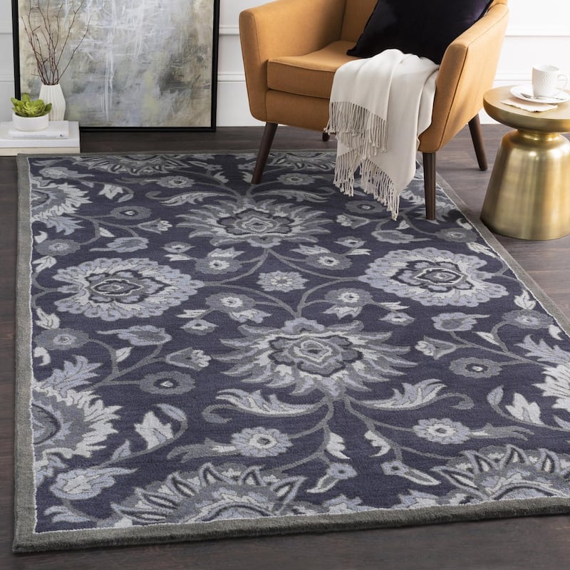 Livabliss Caesar Updated Traditional Paisley Hand Tufted Area Rug. - Navy - 8' x 11'