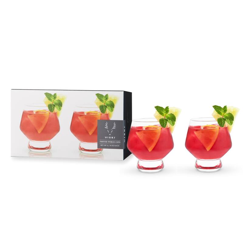 Footed Crystal Punch Cups by Viski - Clear - 3.5" x 3"