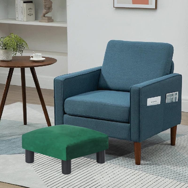 Adeco Small Ottoman Upholstered Footrest Pet Steps Dog Stairs Stool