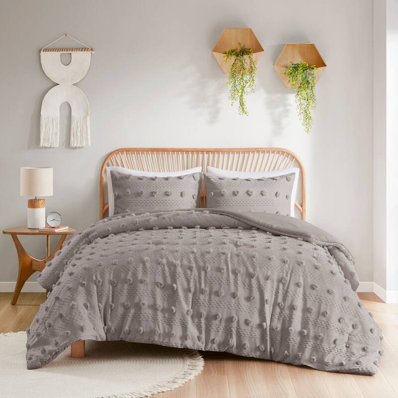 Intelligent Design Vera Clip Jacquard Comforter Set - Grey - Twin