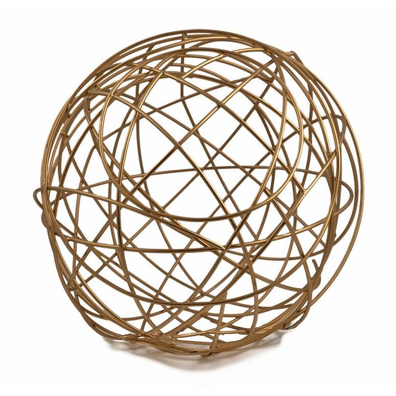 HomeRoots 12" Gold Aluminum Decorative Orb Tabletop Sculpture - 12' X '12' X '12