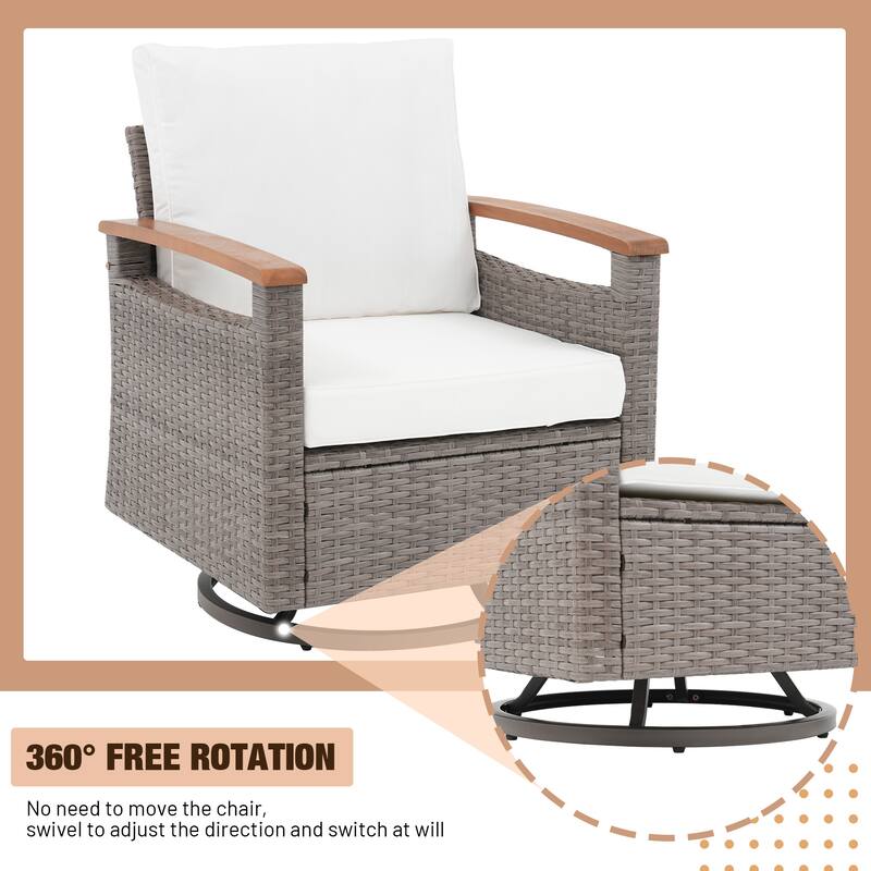 Outdoor 5-piece sofa set with swivel chair