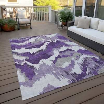 Machine Washable Indoor/ Outdoor Chantille Ombre Abstract Rug