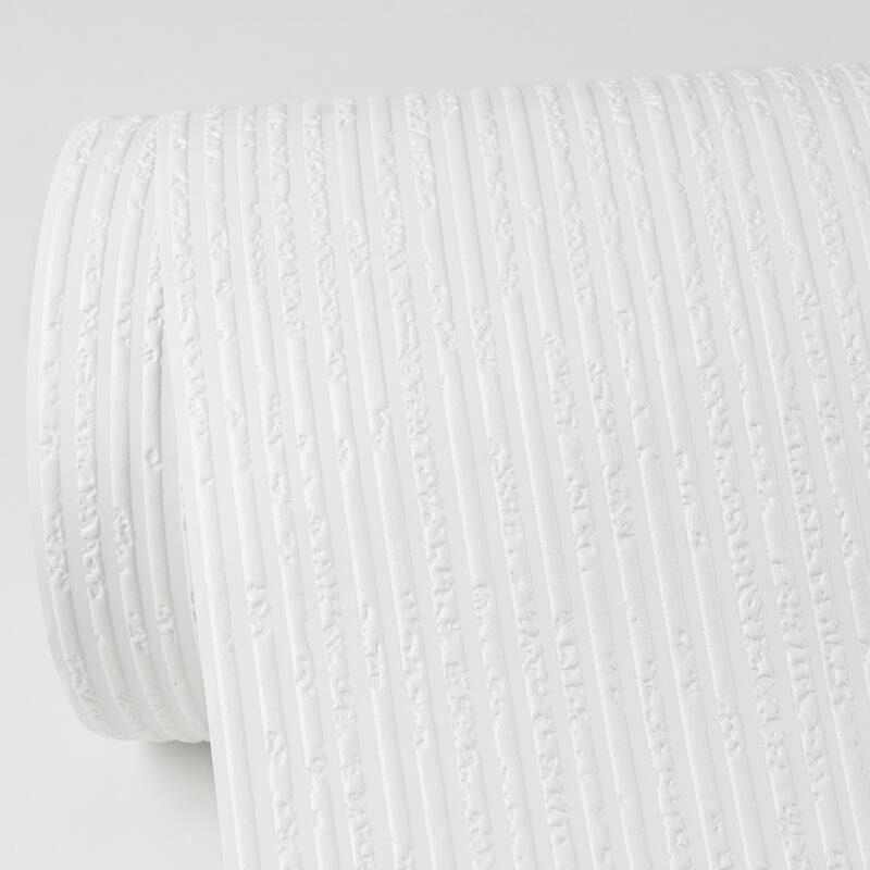 Brewster Gareth White Pin Stripe Paintable Wallpaper - 396in x 20.9in x 0.025in
