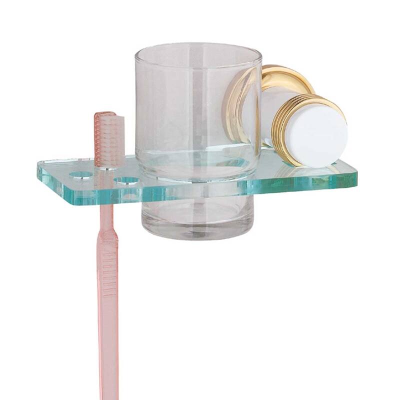 Glass Toothbrush Holder Victorian Spectrum White and Brass Flange Renovators Supply