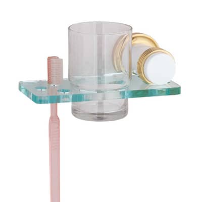 Glass Toothbrush Holder Victorian Spectrum White and Brass Flange Renovators Supply